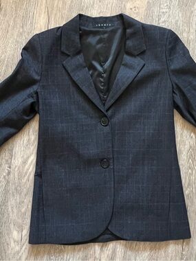 Theory Charcoal Gray Two-Button Tailored Blazer